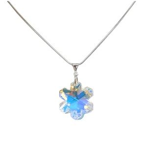 Swarovski Crystal Snowflake Pendant on Sterling Silver Chain